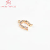 6x7MM 24K Brass Zircon U Shaped Charms Pendants DIY Jewelry Findings