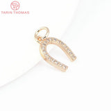 6x7MM 24K Brass Zircon U Shaped Charms Pendants DIY Jewelry Findings