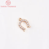 6x7MM 24K Brass Zircon U Shaped Charms Pendants DIY Jewelry Findings