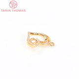 4PCS 11.5x14.5MM 24K Brass Zircon Heart Charms Pendants