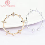 2PCS 35MM Brass Zircon Star Charms Pendants for DIY Jewelry Making