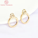 4PCS 15x20MM 24K Brass Round Charms Pendants DIY Jewelry Findings