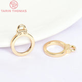 4PCS 15x20MM 24K Brass Round Charms Pendants DIY Jewelry Findings