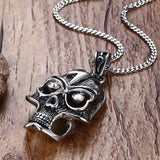 Stainless Steel Rhinestone Chain Necklace Pendant Skeleton Pendant