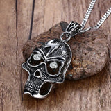 Stainless Steel Rhinestone Chain Necklace Pendant Skeleton Pendant