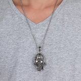 Stainless Steel Rhinestone Chain Necklace Pendant Skeleton Pendant