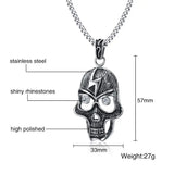 Stainless Steel Rhinestone Chain Necklace Pendant Skeleton Pendant