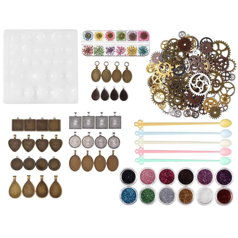 57pcs Silicone Resin Casting Molds Kit Jewelry Pendant Mould Craft Set