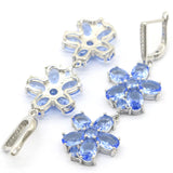 Elegant Violet Tanzanite Green Emerald CZ Earrings