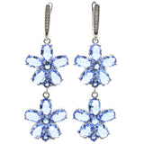 Elegant Violet Tanzanite Green Emerald CZ Earrings