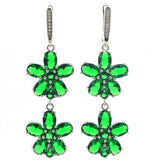 Elegant Violet Tanzanite Green Emerald CZ Earrings