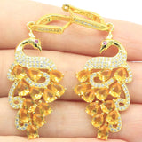 Peacock Golden Citrine Tourmaline CZ Earrings