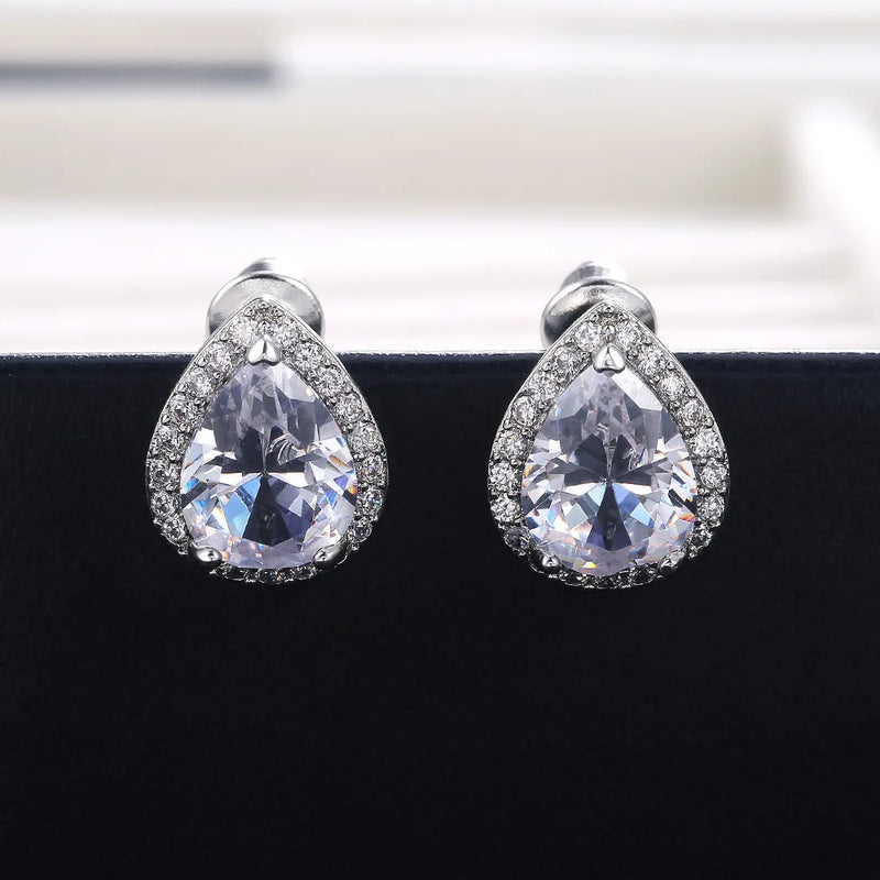 Lab Diamond Stud Earrings 925 Silver Wedding Jewelry Gift