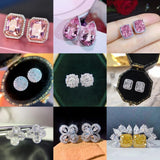 Lab Diamond Stud Earrings 925 Silver Wedding Jewelry Gift