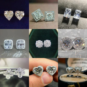 Lab Diamond Stud Earrings 925 Silver Wedding Jewelry Gift