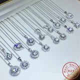 Lab Diamond Promise Pendant 925 Silver Engagement Wedding Necklace