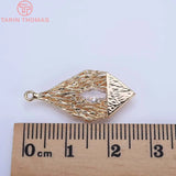 4PCS 14x28MM 24K Plated Brass Zircon Drop Charms Pendants