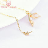 2PCS 17x12MM 24K Rabbit Ears Chains Pendants for DIY Jewelry Making