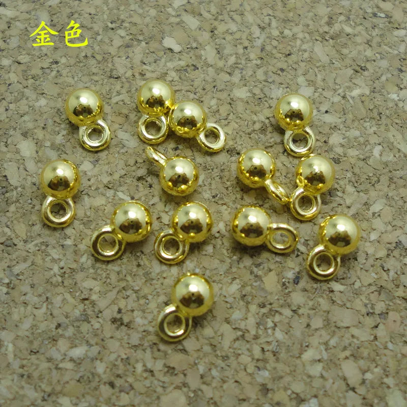 200PCS 4MM Zinc Alloy Round Ball Charms Chains End Beads Diy Jewelry Findings