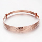 Purple 14K Rose Geometric Adjustable Push Pull Bracelet for Women