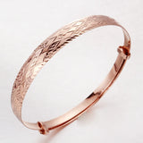 Purple 14K Rose Geometric Adjustable Push Pull Bracelet for Women