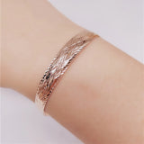 Purple 14K Rose Geometric Adjustable Push Pull Bracelet for Women