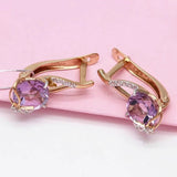 14K Rose Plated Amethyst Earrings for Women