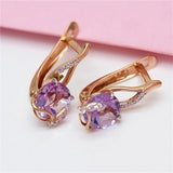 14K Rose Plated Amethyst Earrings for Women