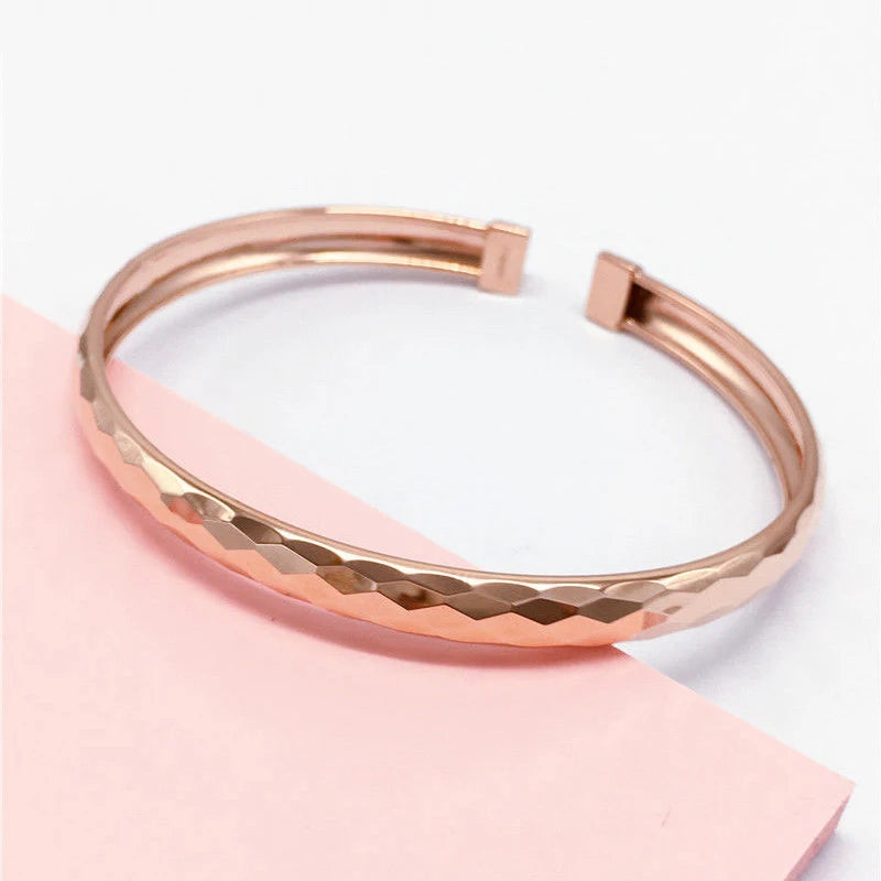 Rose Gold Plated Geometric Charm Bracelet for Women