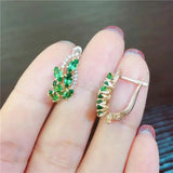 Purple Inlaid Emerald Earrings 14K Rose-Plated Women's Jewelry