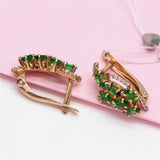 Purple Inlaid Emerald Earrings 14K Rose-Plated Women's Jewelry