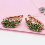 Purple Inlaid Emerald Earrings 14K Rose-Plated Women's Jewelry