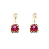 Purple Classic Style Red Gem Earrings 14K Rose Plated Jewelry