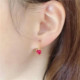 Purple Classic Style Red Gem Earrings 14K Rose Plated Jewelry