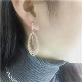 Plated 14K Rose Double Layer Droplet Earrings for Women