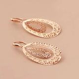 Plated 14K Rose Double Layer Droplet Earrings for Women