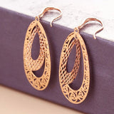 Plated 14K Rose Double Layer Droplet Earrings for Women