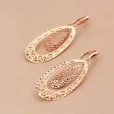 Plated 14K Rose Double Layer Droplet Earrings for Women
