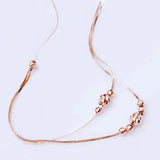 Purple Double Layer Geometric Bead Chains Necklace 14K Rose Plated Pendant