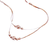 Purple Double Layer Geometric Bead Chains Necklace 14K Rose Plated Pendant