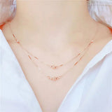 Purple Double Layer Geometric Bead Chains Necklace 14K Rose Plated Pendant