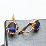 Purple Earings Plated 14K Rose Inlaid Dazzling Gem Earrings
