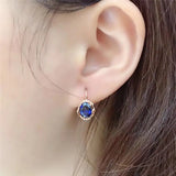 Purple Earings Plated 14K Rose Inlaid Dazzling Gem Earrings