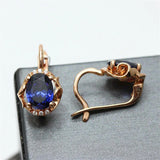 Purple Earings Plated 14K Rose Inlaid Dazzling Gem Earrings