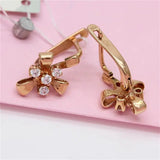 14k Rose Plated Crystal Bowknot Earrings