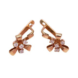 14k Rose Plated Crystal Bowknot Earrings