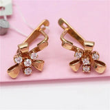 14k Rose Plated Crystal Bowknot Earrings