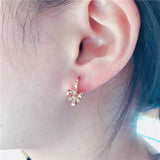 14k Rose Plated Crystal Bowknot Earrings