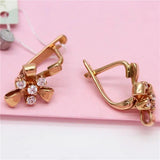 14k Rose Plated Crystal Bowknot Earrings