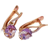 Purple Amethyst Earrings 14K Rose Gold Plated Women's Jewelry